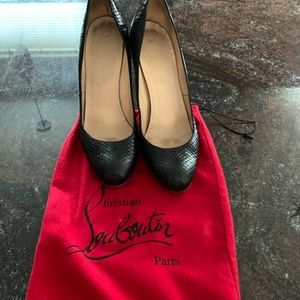 christian louboutin black snakeskin heels used